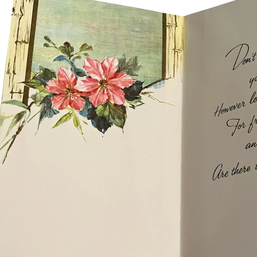 Unused Vintage Thinking of You Greeting Card Bird Quaint Shop Original